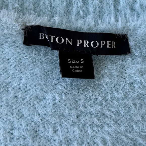 Boston Proper Tunic Sweater powder blue v neck fuzzy cozy excellent Size S - Picture 5 of 8